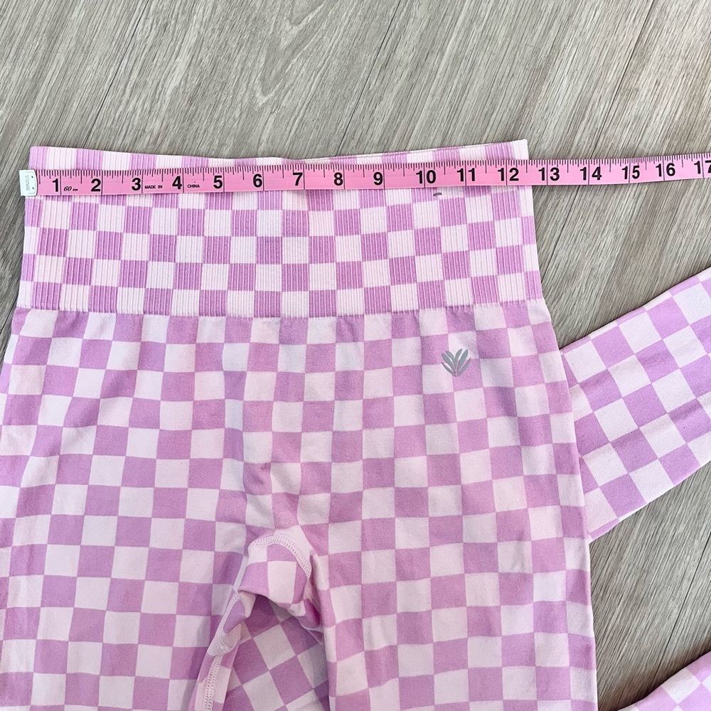 Forever 21 Women Active Seamless High Waisted Pink Checkered Leggings Size M - Picture 9 of 10